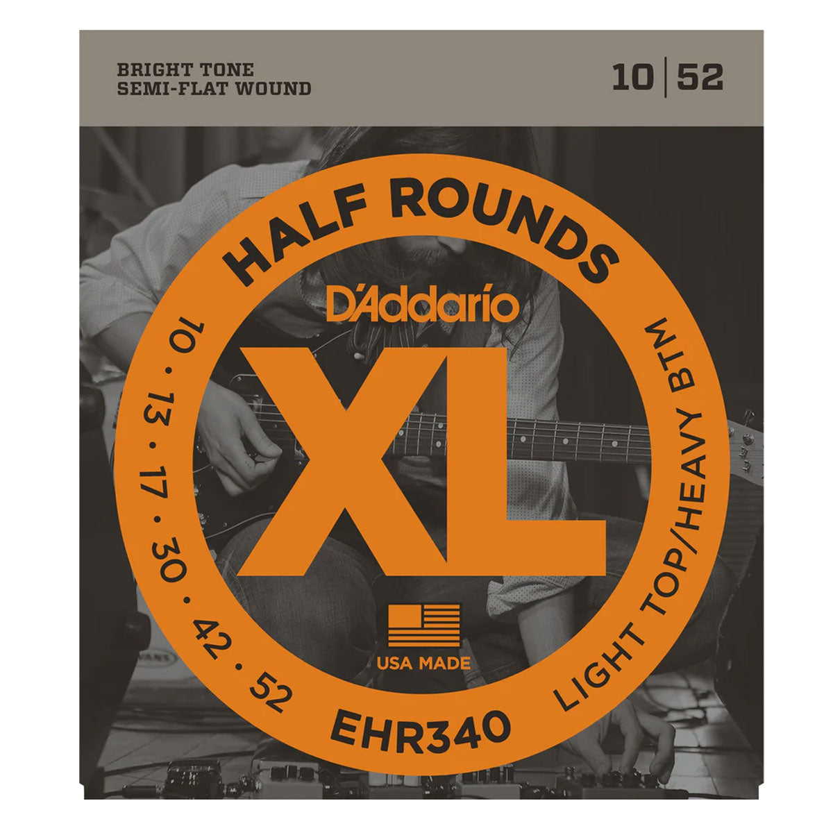 D'addario EHR340 XL Half Round Stainless Steel Guitar Strings 010-052