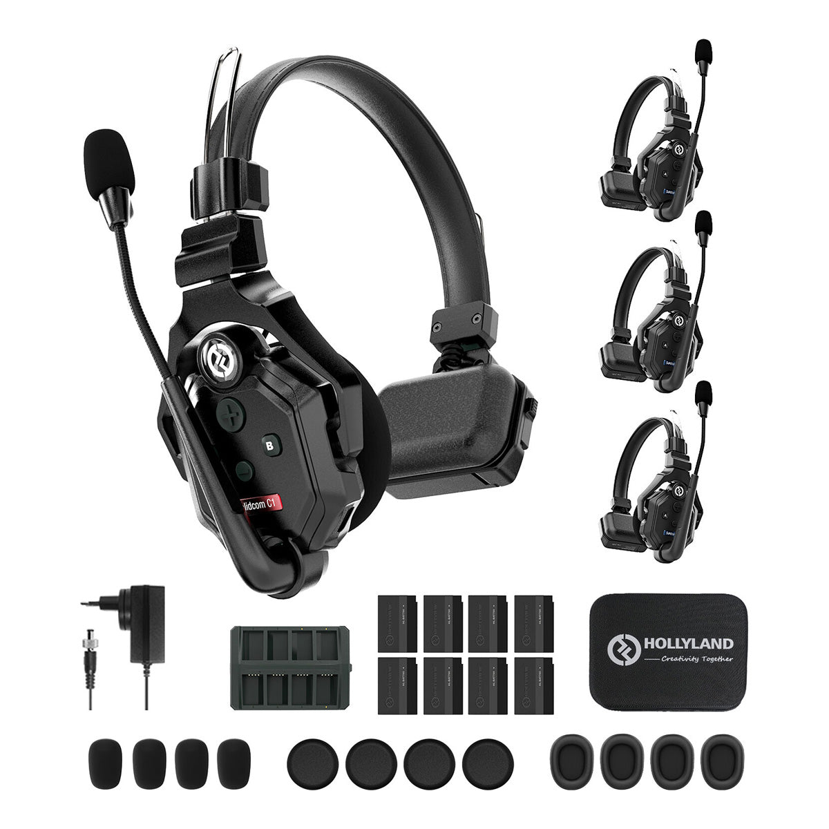 Hollyland Solidcom C1-4S Full-Duplex Wireless DECT Intercom System with 4 Headsets