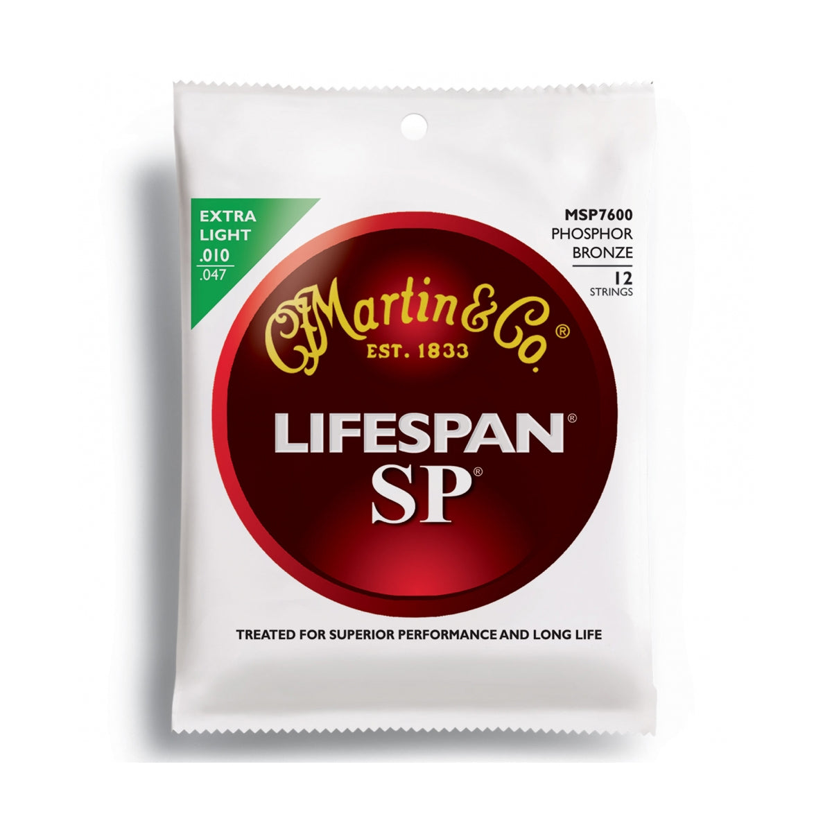 CF Martin MSP7600 SP Lifespan Phosphor Bronze 12-String Acoustic Guitar Strings Extra Light