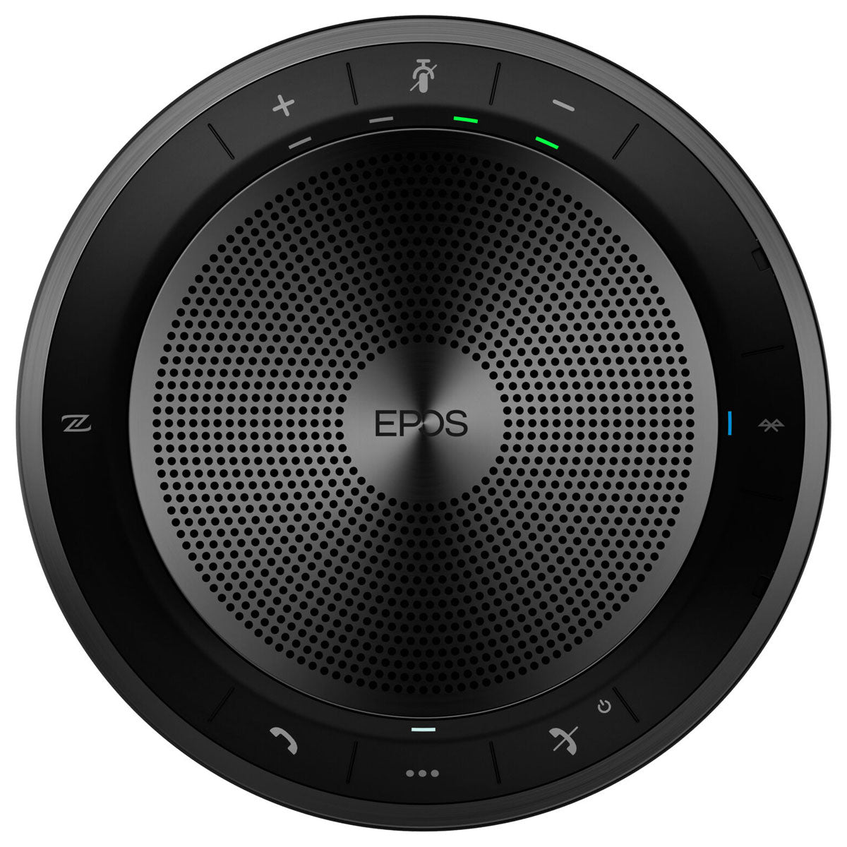 EPOS EXPAND 40 Portable Speakerphone, in black color, with touch-sensitive buttons and LED indicators on the front.