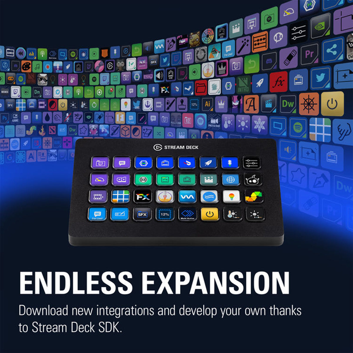 Elgato Stream Deck XL Live Production Streaming Controller interface, 32 Programmable LCD Keys, Black