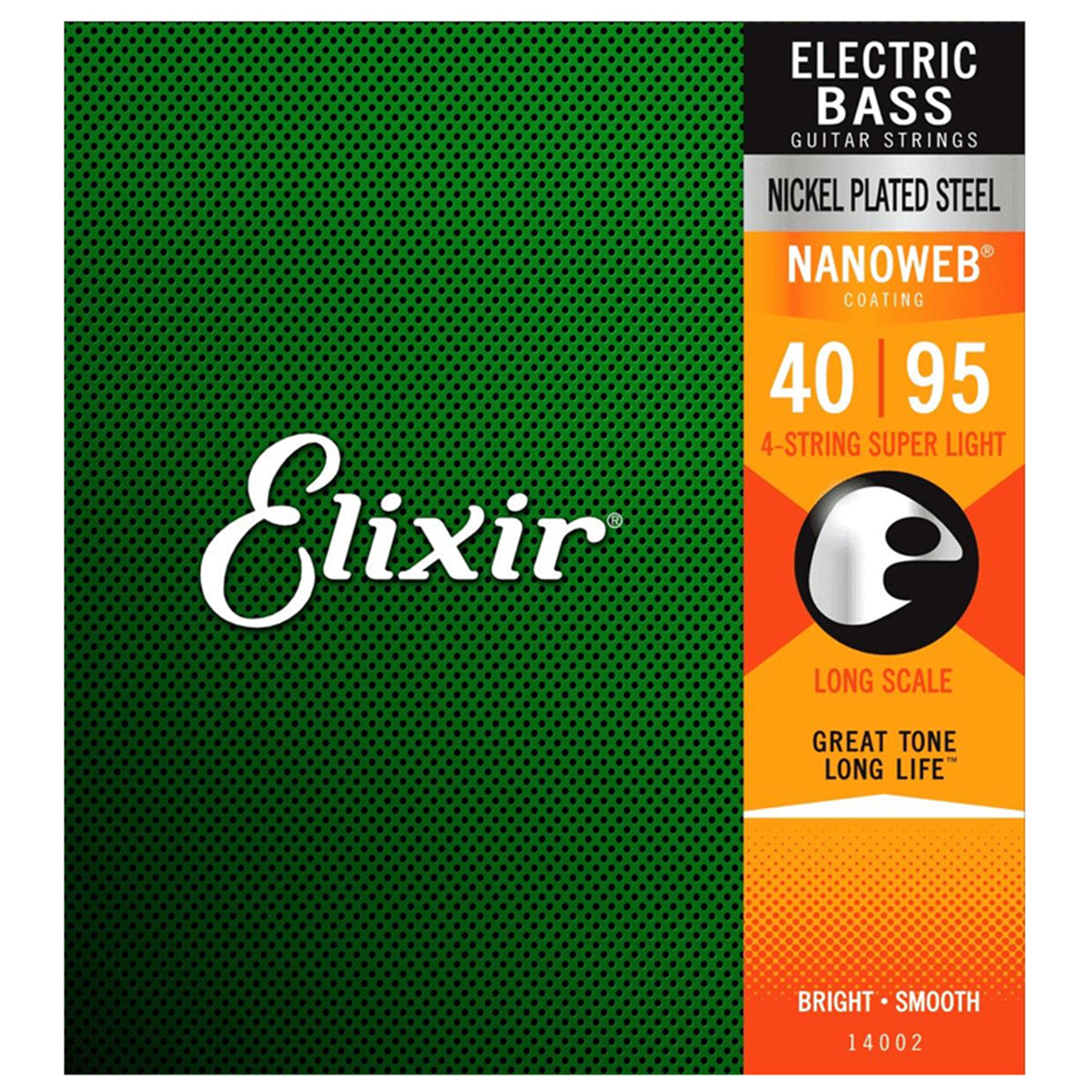 Elixir 14002 Nanoweb Coating Nickel Plated Steel 4-String Bass Guitar Strings Super Light Long Scale (0.40-0.95)
