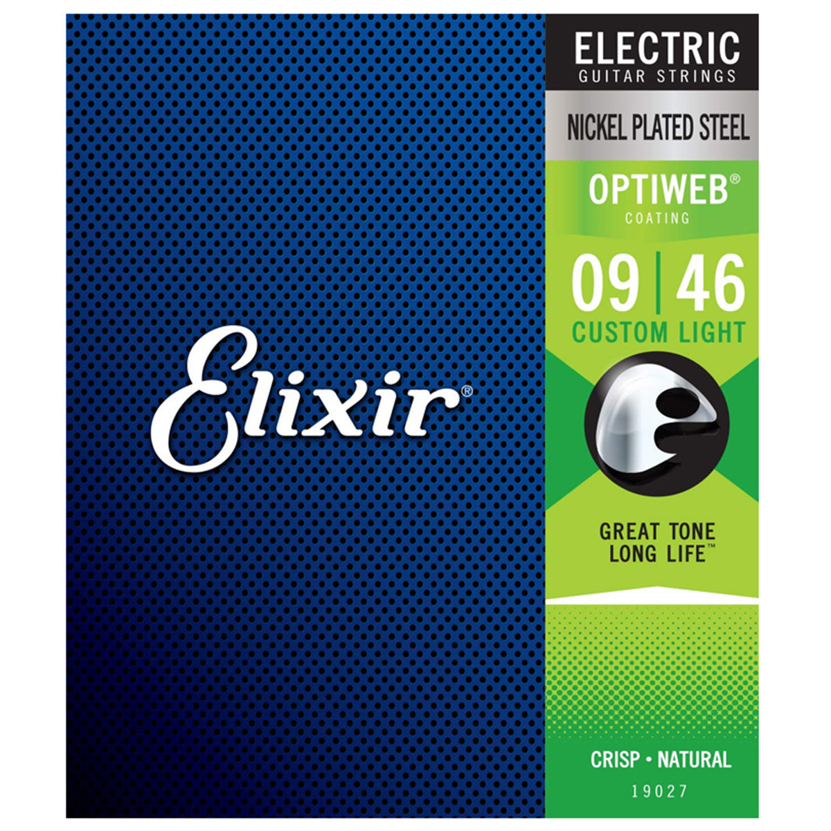 Elixir 19027 Optiweb Coating Nickel Plated Steel Electric Guitar Strings Custom Light 0.09-0.46