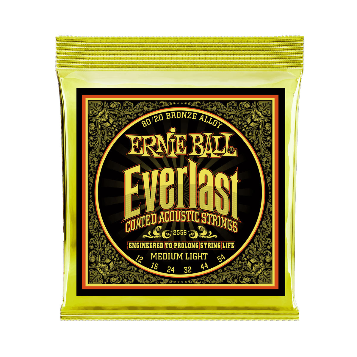 Ernie Ball 2556 Everlast 80/20 Bronze Alloy Coated Acoustic Guitar Strings Medium / Light 12-53