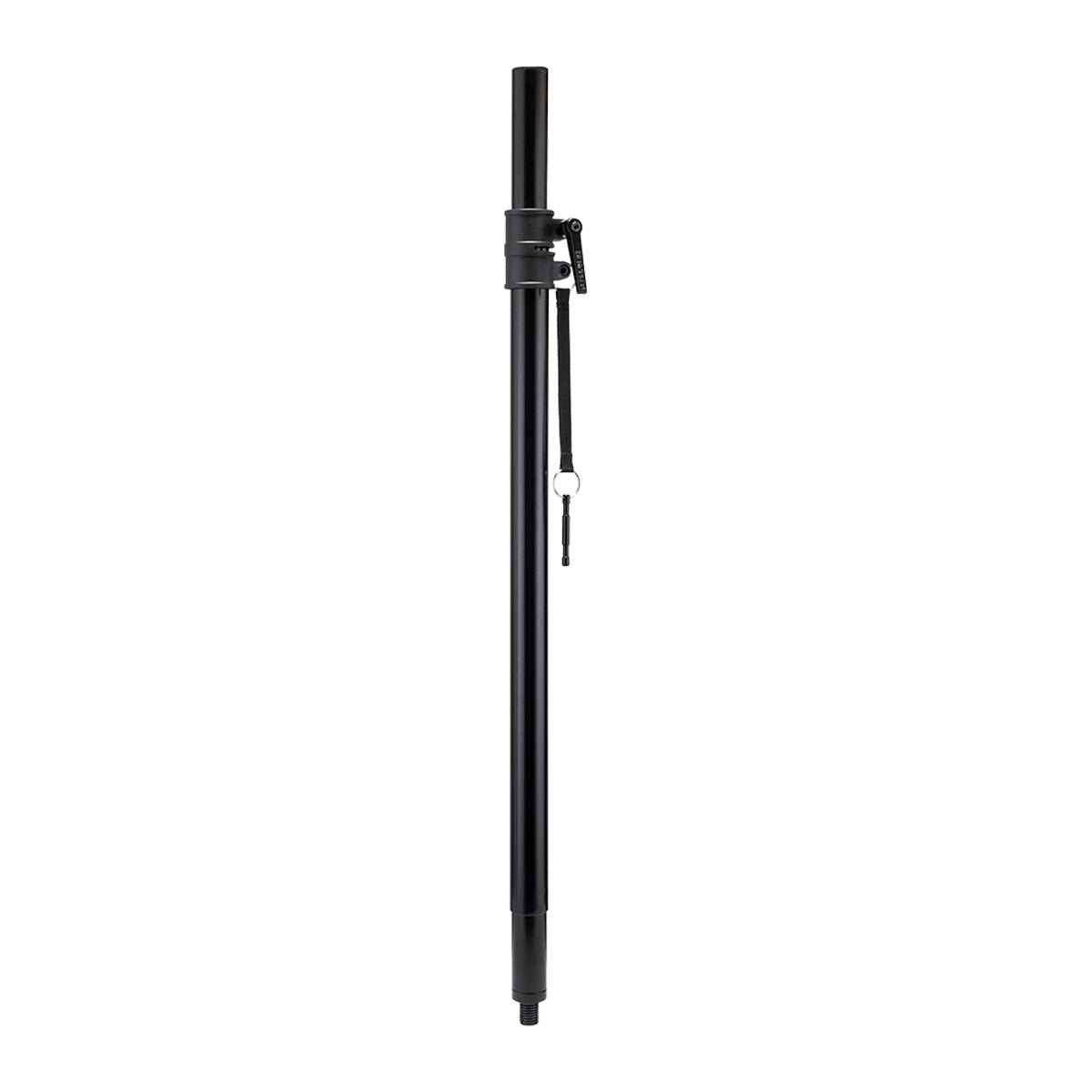 A single black Hercules Stands SS350BB Adjustable Subwoofer Pole with retractable M20 thread, shown in closed position.