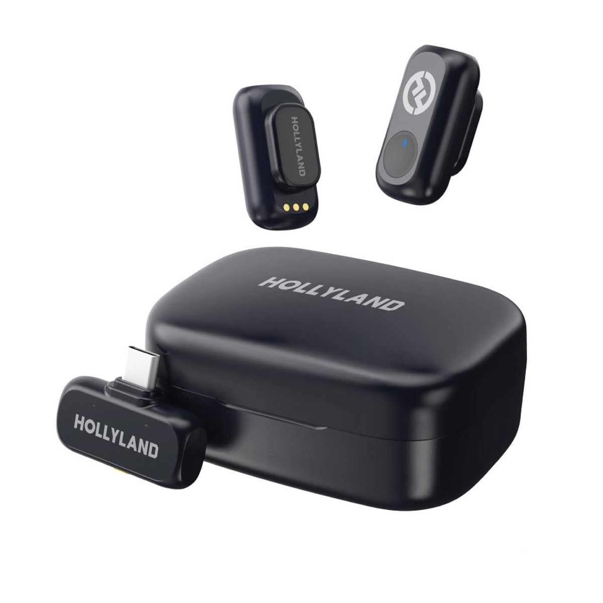 Hollyland LARK A1 Duo 2-Person Wireless Microphone System with USB-C Connector for Mobile Devices (Space Gray 2.4 GHz)