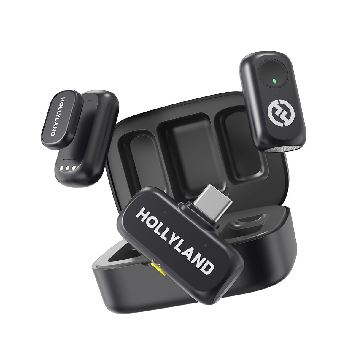 Hollyland LARK A1 Duo 2-Person Wireless Microphone System with USB-C Connector for Mobile Devices (Space Gray 2.4 GHz)