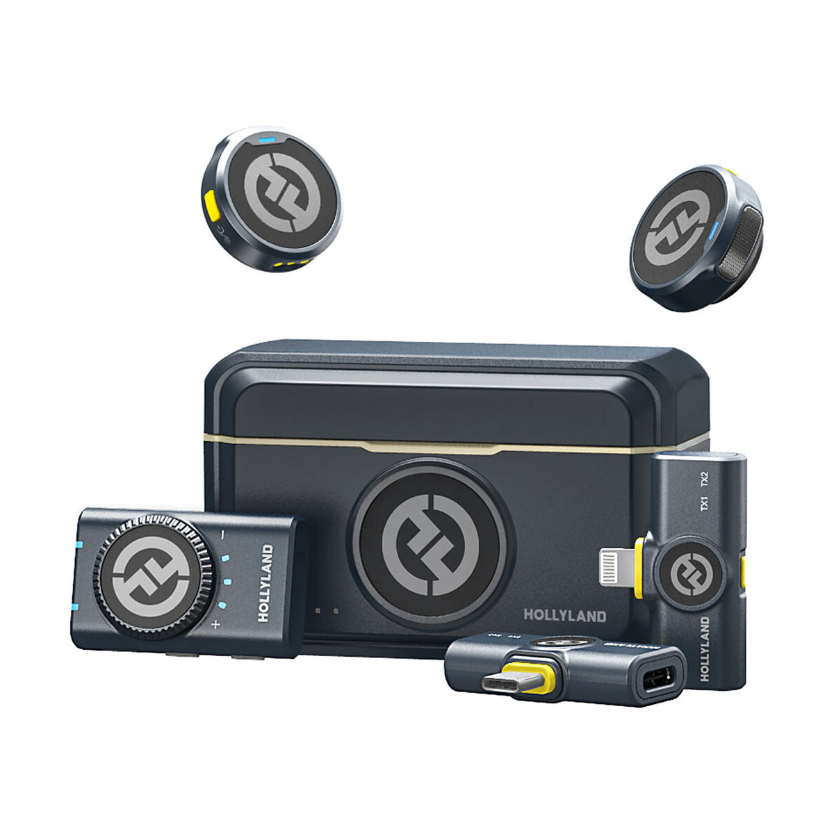 Hollyland LARK M2 COMBO Wireless Lavalier Microphone - Shine Charcoal Lapel Systems