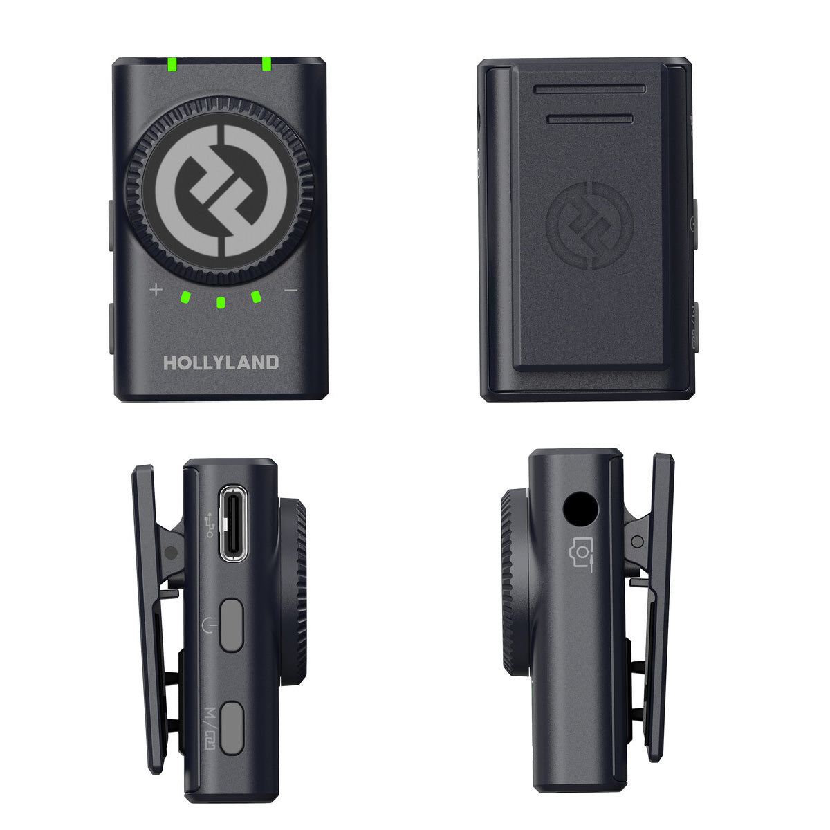 Hollyland LARK M2 COMBO Wireless Lavalier Microphone - Shine Charcoal Lapel Systems