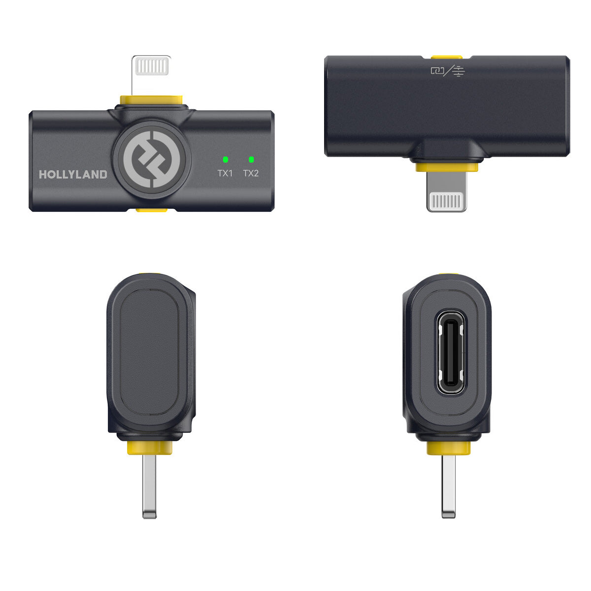 Hollyland LARK M2 COMBO Wireless Lavalier Microphone - Shine Charcoal Lapel Systems