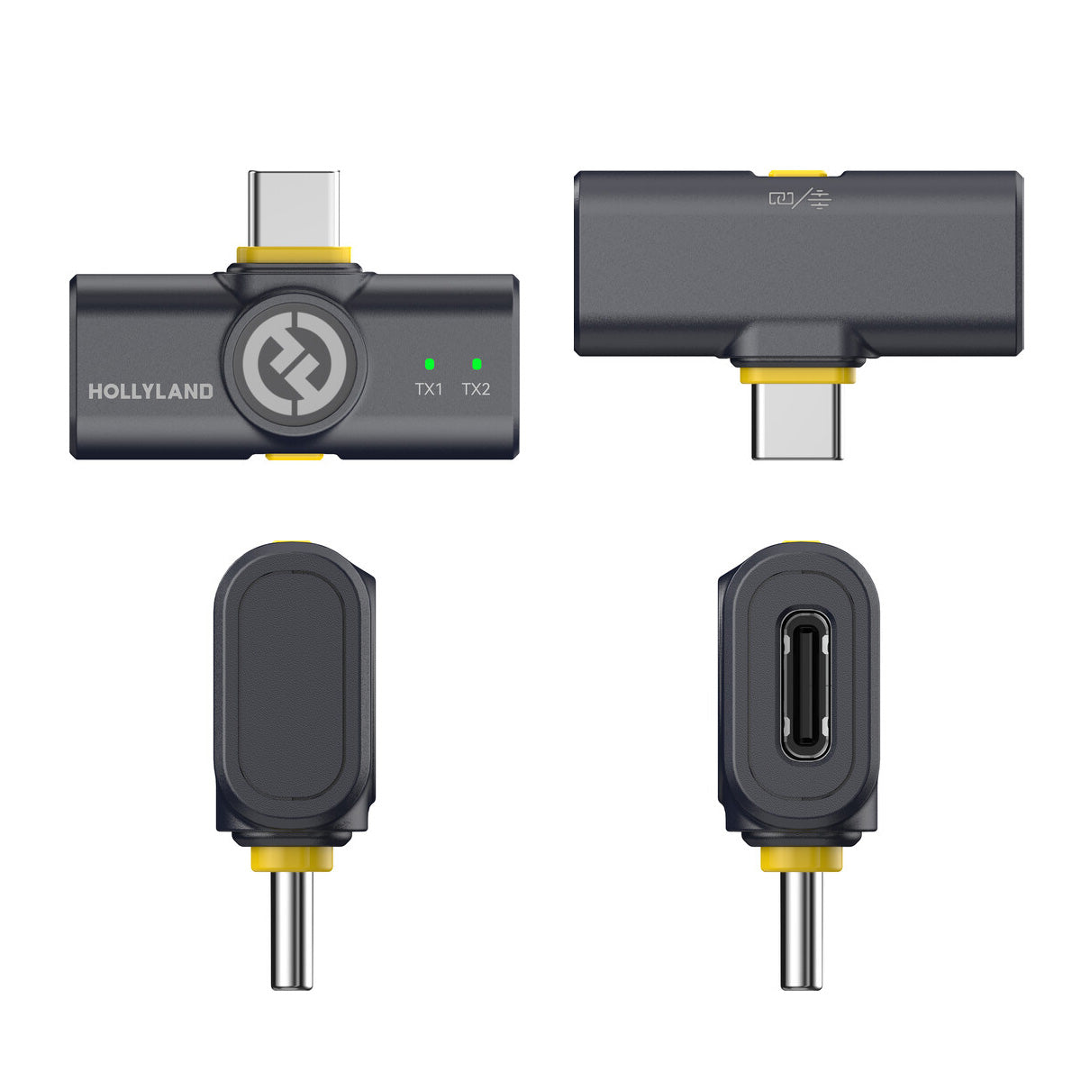 Hollyland LARK M2 COMBO Wireless Lavalier Microphone - Shine Charcoal Lapel Systems