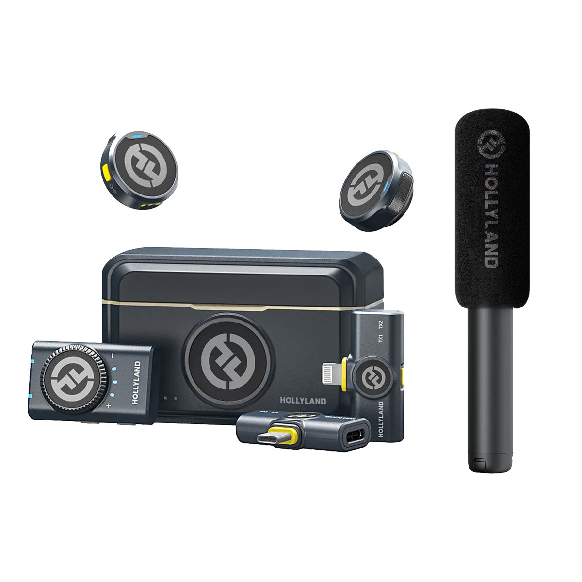 Hollyland LARK M2 COMBO Wireless Lavalier Microphone Interview Bundle with Interview Adaptor