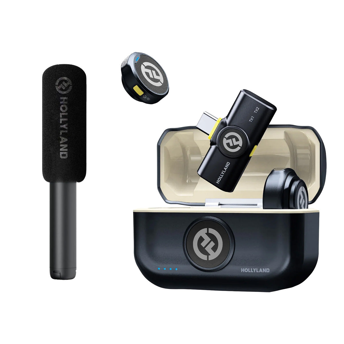 Hollyland LARK M2 DUO Wireless Lavalier Microphone with USB-C Plug Interview Bundle with Interview Adaptor