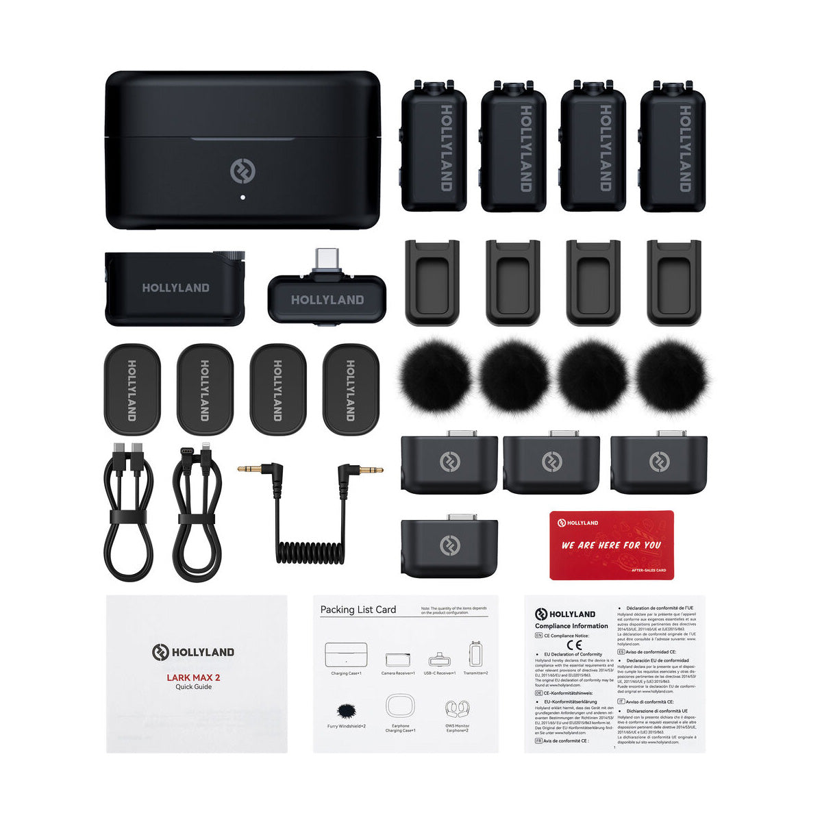 Hollyland LARK MAX 2 Combo 4-Person Wireless Microphone System for Cameras and Mobile Devices (Space Gray, 2.4 GHz)