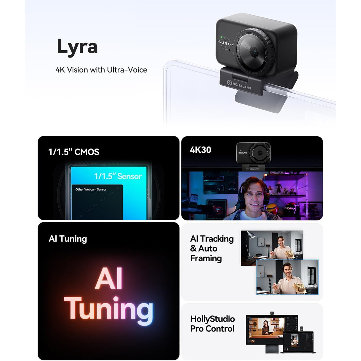 Hollyland Lyra 4K UHD Live Streaming Webcam (Black)