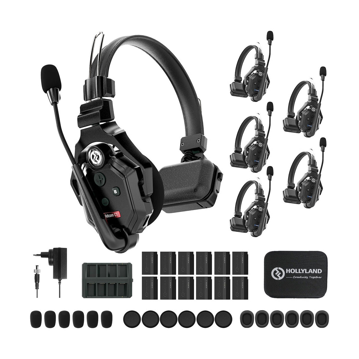 Hollyland Solidcom C1-6S Full-Duplex Wireless DECT Intercom System with 6 Headsets Com Systems