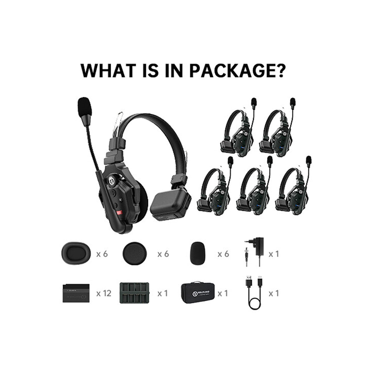 Hollyland Solidcom C1-6S Full-Duplex Wireless DECT Intercom System with 6 Headsets Com Systems