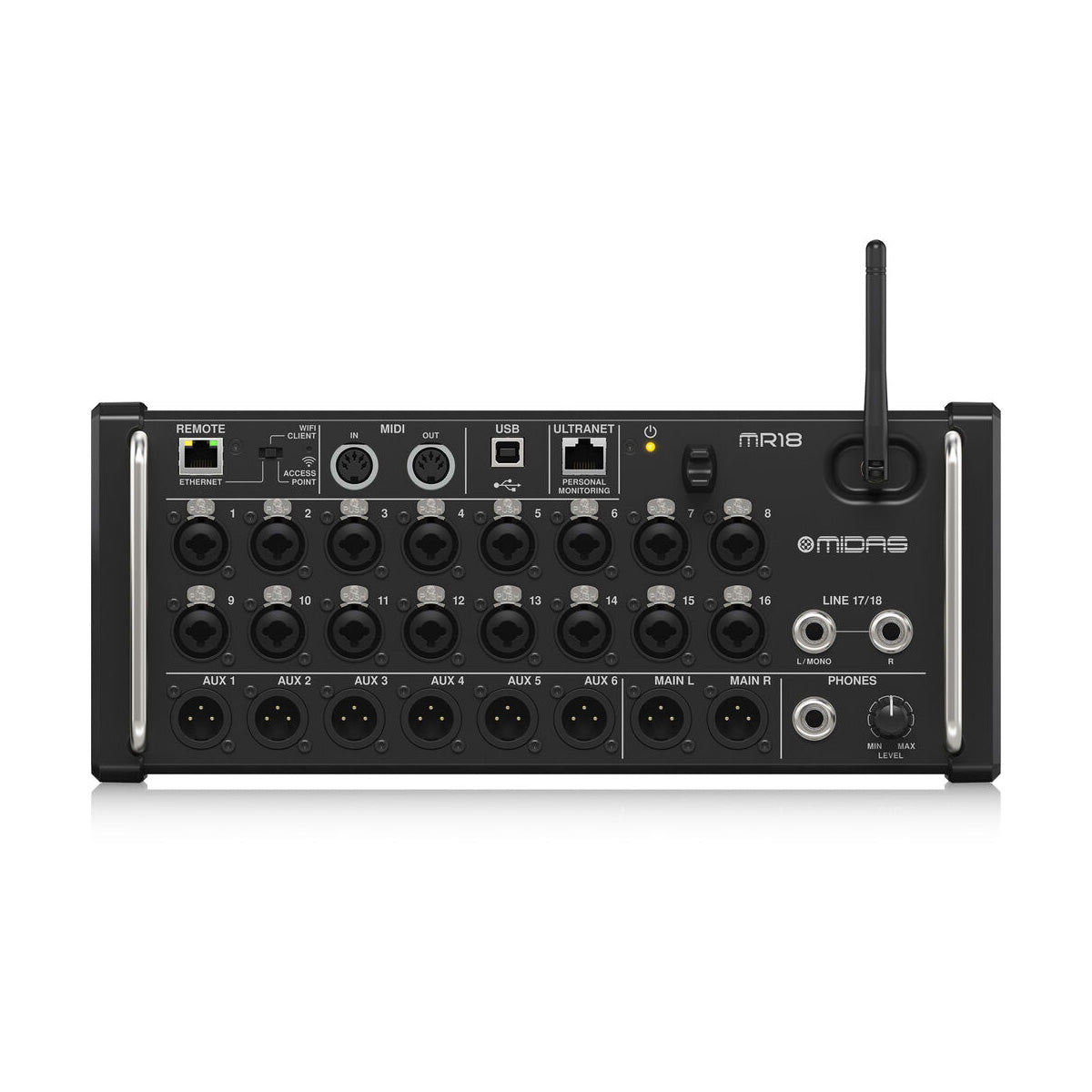 Midas MR18 18-Input Digital Mixer for iPad/Android Tablets with Wi-Fi and USB Audio Interface