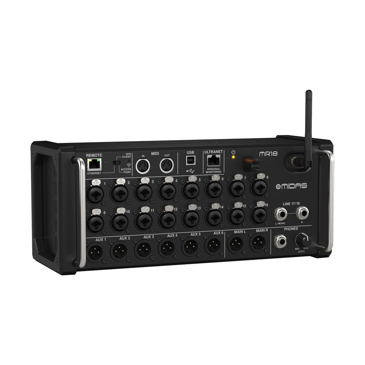 Midas MR18 18-Input Digital Mixer for iPad/Android Tablets with Wi-Fi and USB Audio Interface
