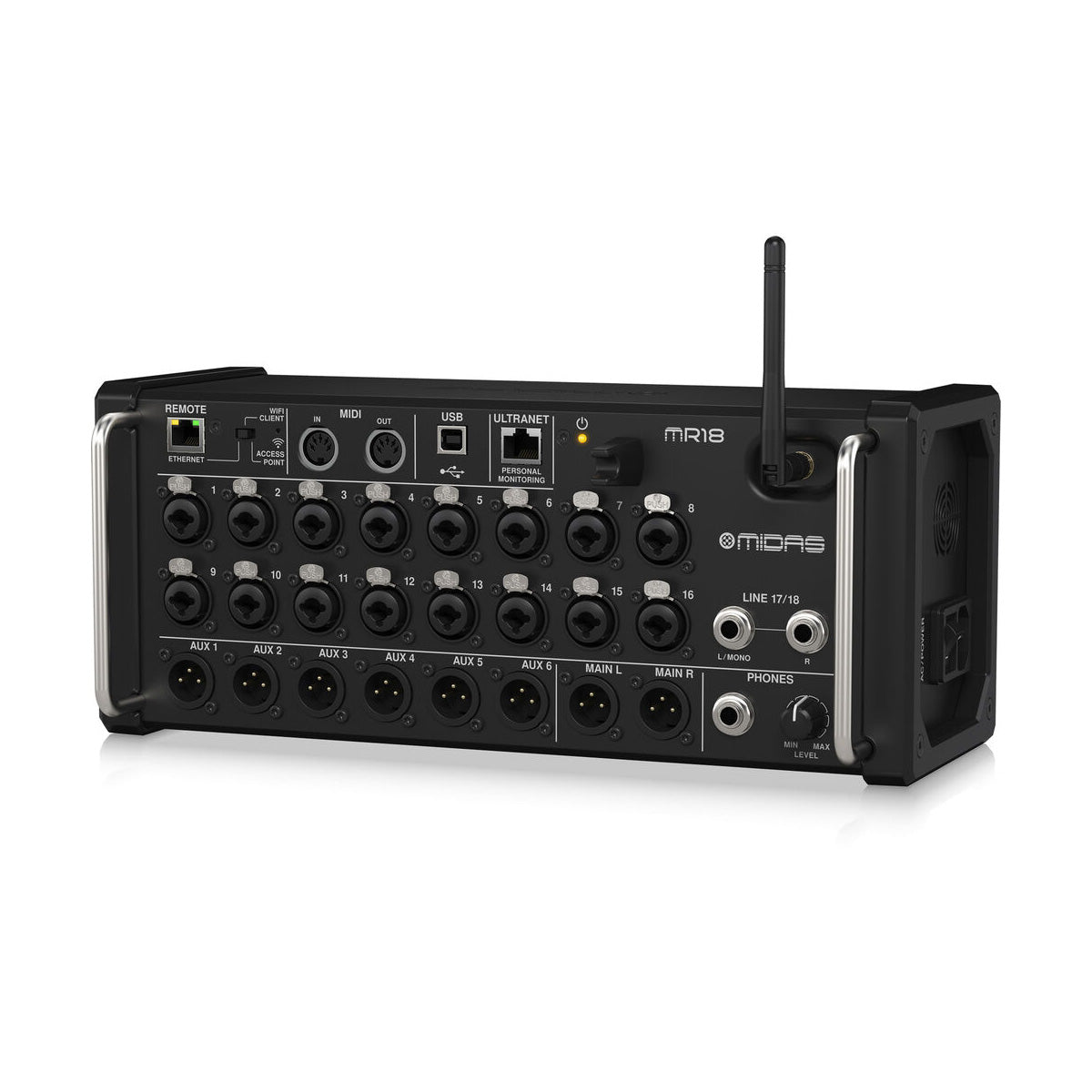 Midas MR18 18-Input Digital Mixer for iPad/Android Tablets with Wi-Fi and USB Audio Interface