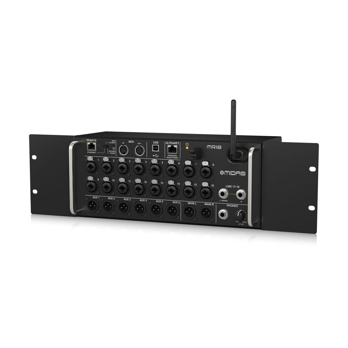 Midas MR18 18-Input Digital Mixer for iPad/Android Tablets with Wi-Fi and USB Audio Interface