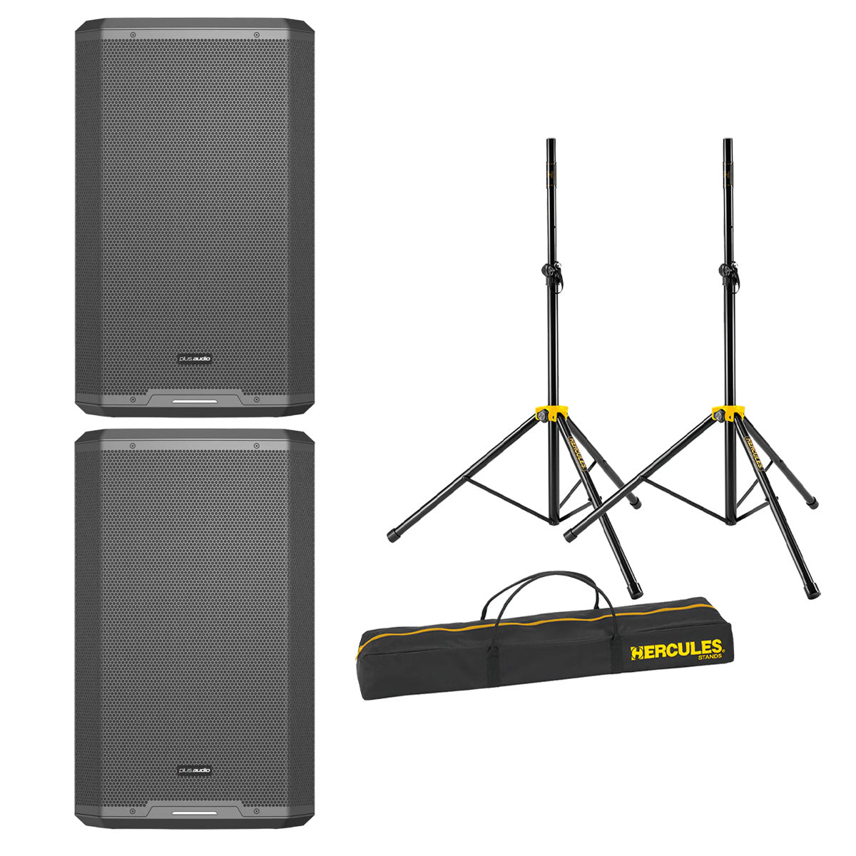 Plus Audio MPS12A Powered 12" Portable PA Speaker Bundle