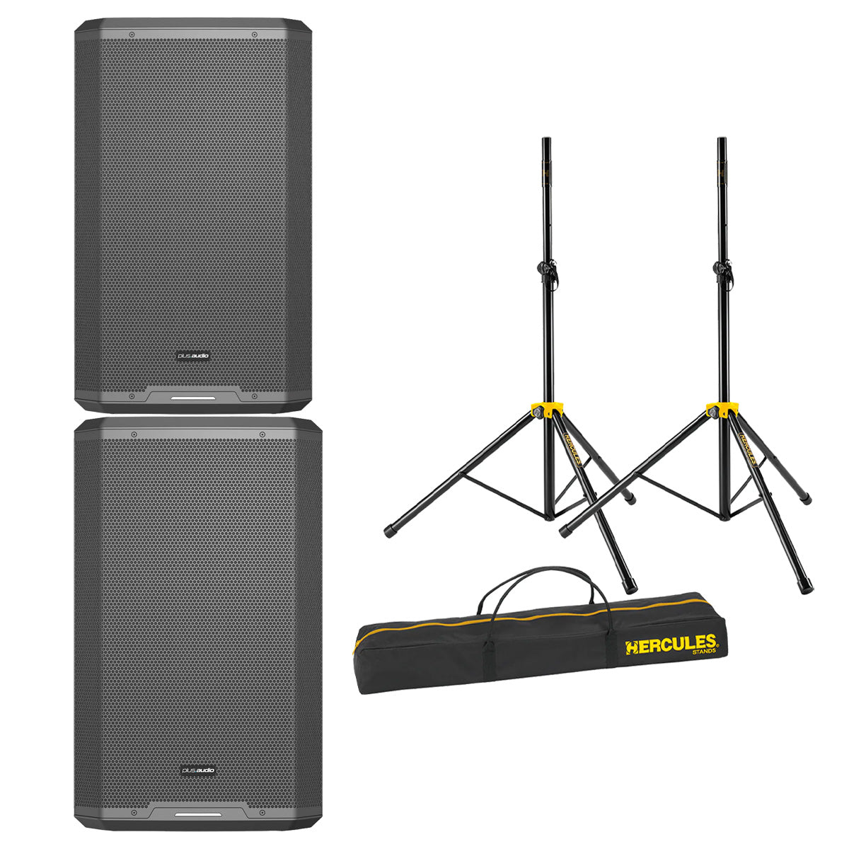 Plus Audio MPS15A Powered 15" Portable PA Speaker Bundle