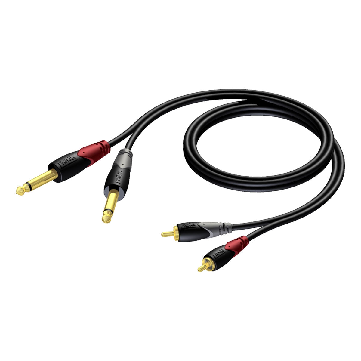 Procab CLA631/1.5 Classic Series 2 x RCA/Cinch male - 2 x 6.3 mm Jack male mono Cable - 1.5 meter