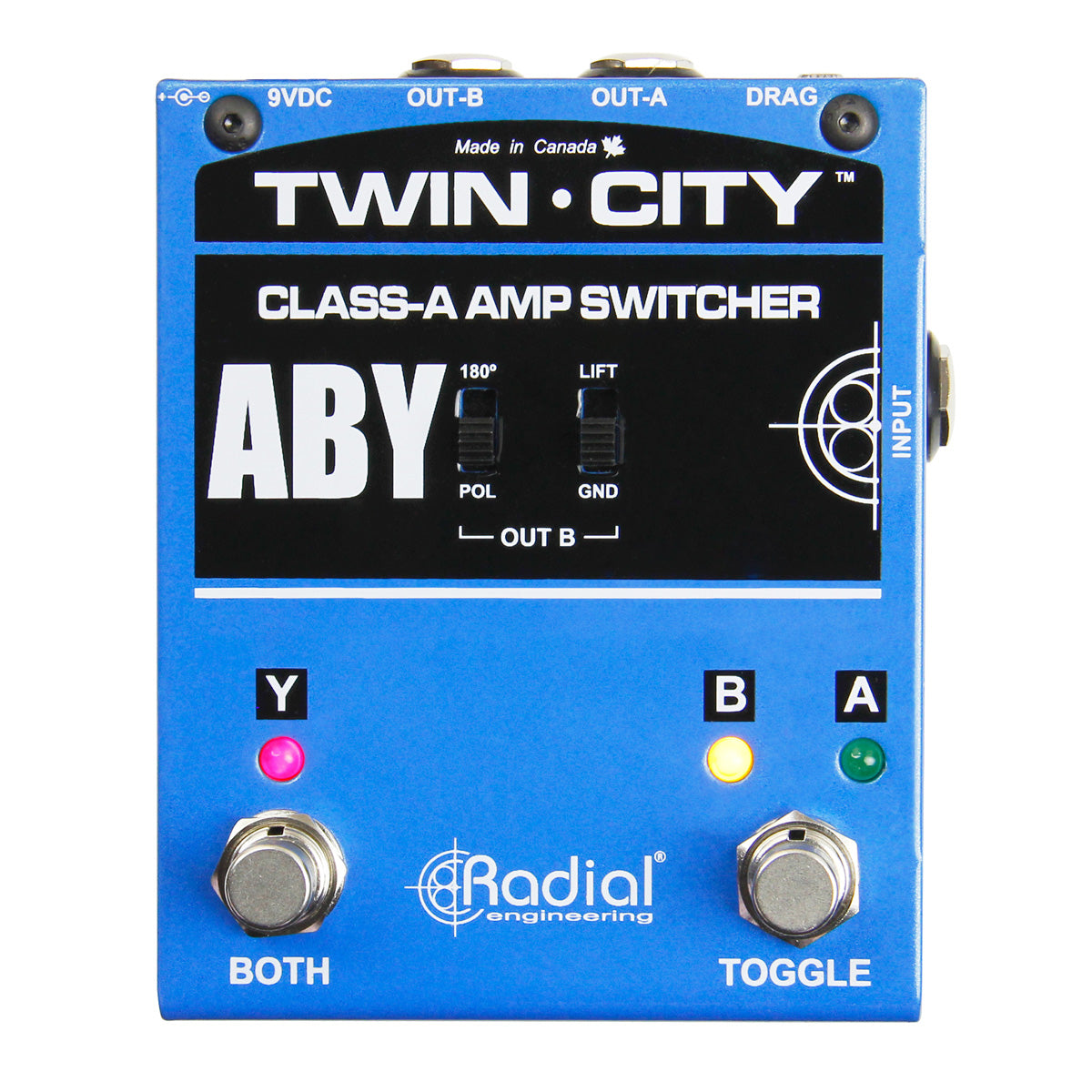 Radial Twin City ABY Amp switcher, active class-A w/ Drag Control, phase rev & isolated out