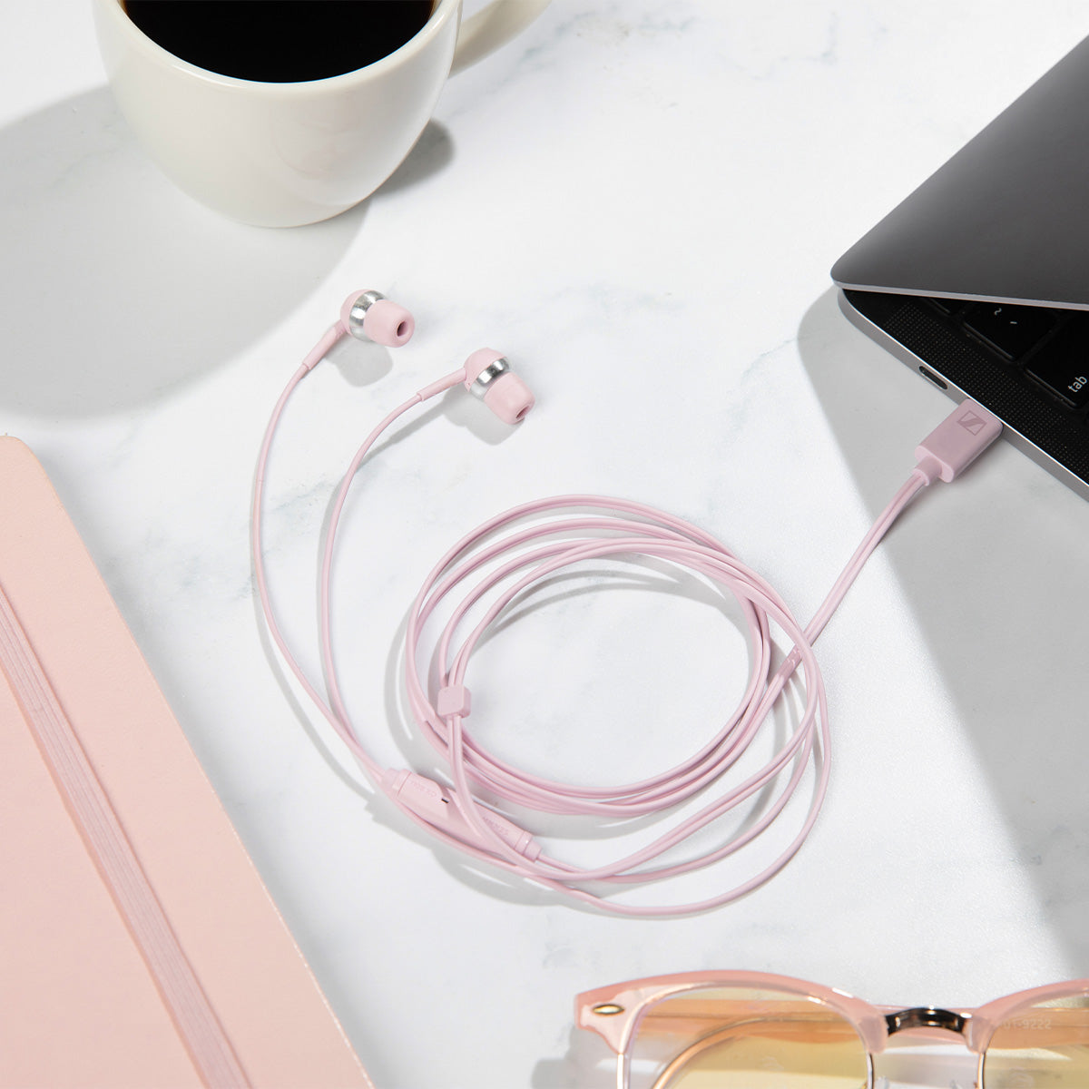 Sennheiser CX 80U – Wired In-ear Headphones with Digital Connectivity via USB C Plug, In-line One-Button Smart Remote for Calls and Music, Closed Earbuds for Noise Cancelling, Sakura