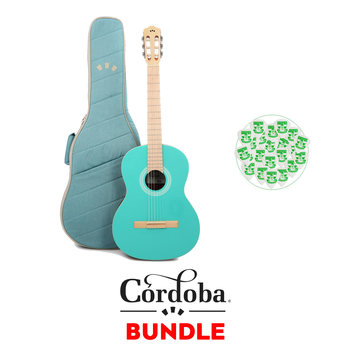 Cordoba Protege C1 Matiz Classical Guitar in Aqua Bundle