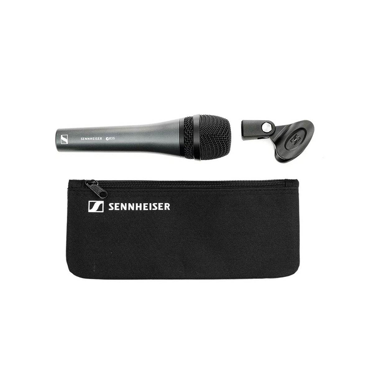 Sennheiser E 835 Dynamic Cardioid Handheld Wired Vocal Microphone with MZQ 800 Microphone Clamp and Protective Pouch