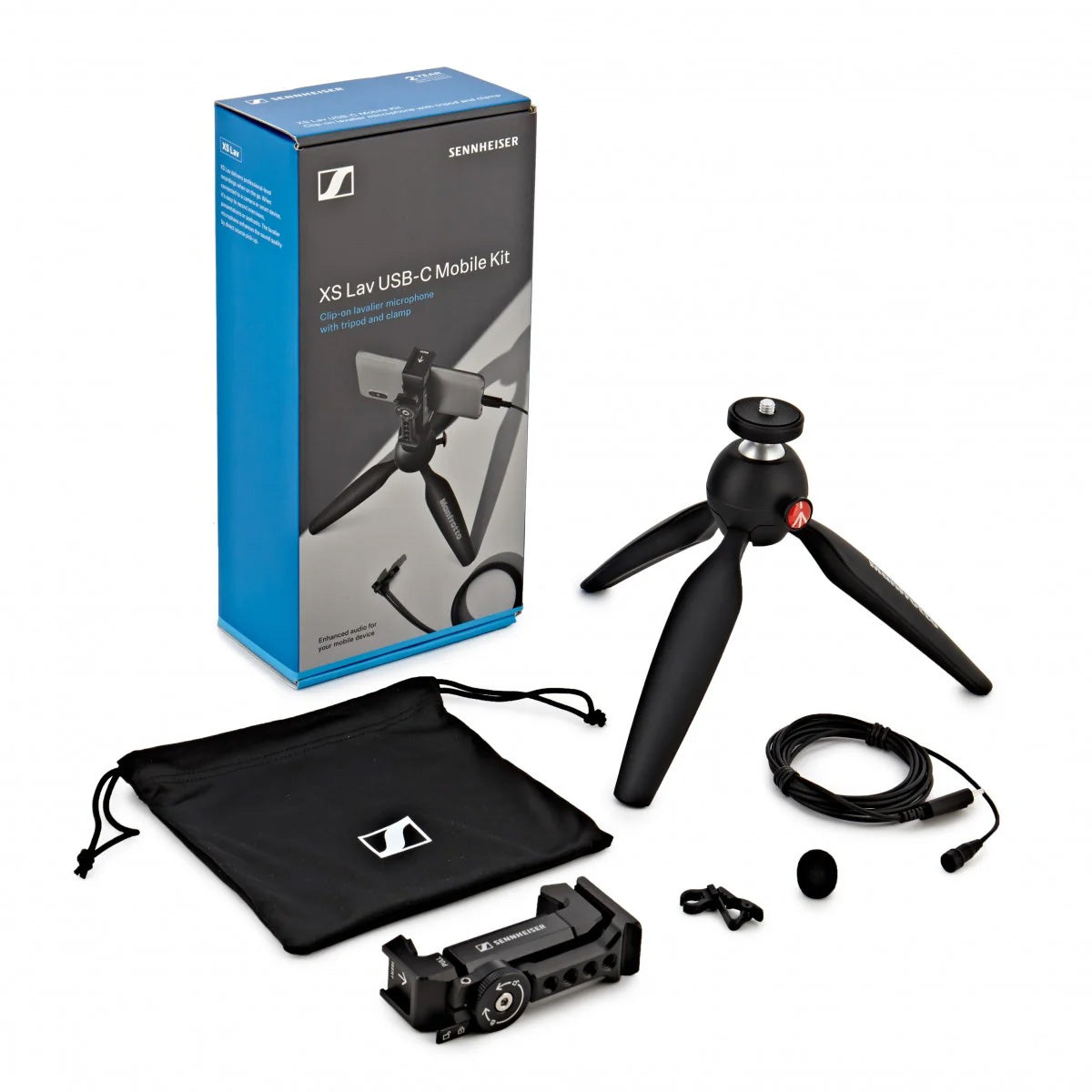 Sennheiser XS Lav USB-C Mobile Kit, Incl. XS Lav USB-C, Manfrotto PIXI Mini Tripod & Clamp