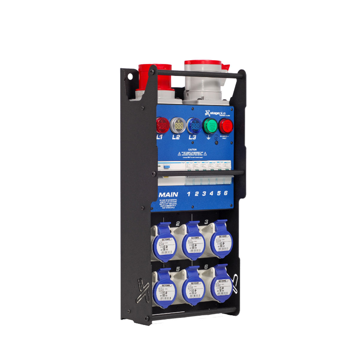 Stage Plus Power Cube 32-16 - 32 in - 300mA ELU - 6x16A D curve MCB CEE(Industrial Version) Incl Bag