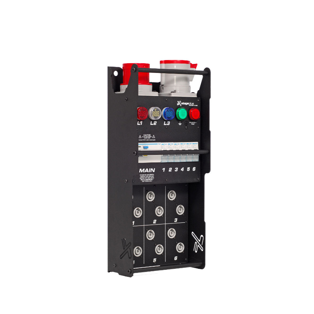 Stage Plus Power Cube 32-16 - 32 in - 30mA ELU - 12 x Amphenol HP (powerCON) C curve MCB Incl. Bag