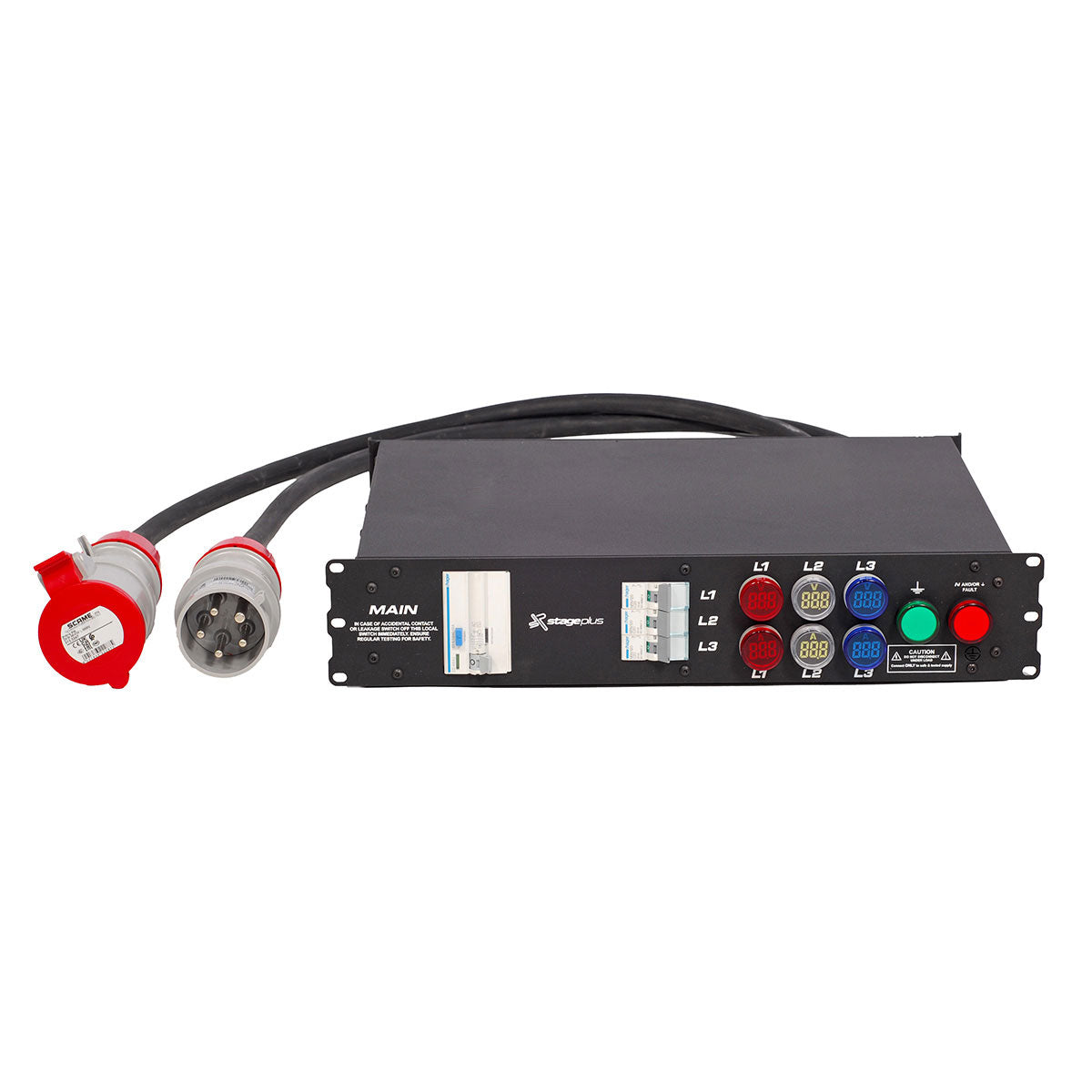 Stage Plus Rack Power 2U - 32A Input - Powercon x 6 Output - Indicators - 3Phase - 2U