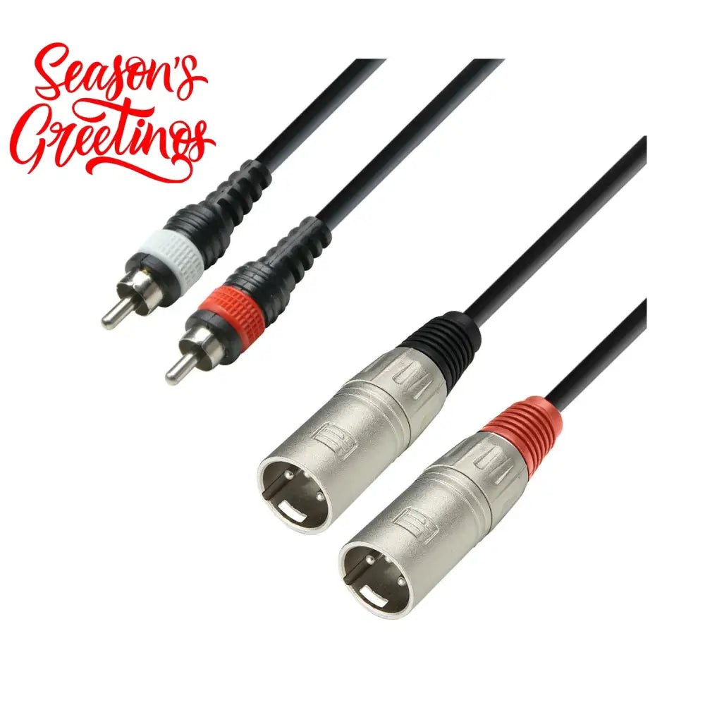 Adam Hall Cables 3 STAR TMC 0300 - Audio Cable Moulded 2 x RCA Male to 2 x XLR Male 3 m Audio Cable