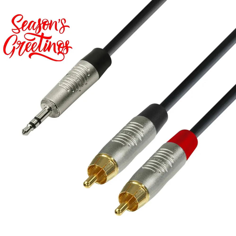 Adam Hall Cables K4 YWCC 0300 - Audio Cable REAN 3.5mm Jack stereo to 2 x RCA male 3m