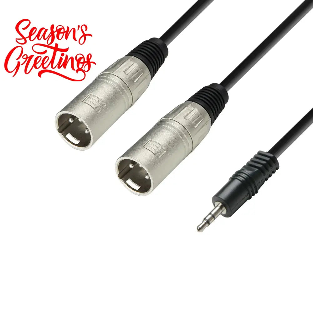 Adam Hall K3YWMM0300 Audio Cable REAN 3.5mm Jack stereo to 2 x XLR M 3m Y-Cables