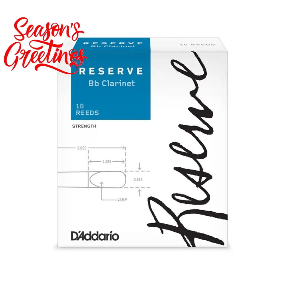 D’Addario DCR1020 Reserve Clarinet Bb 2 Reed - Per Box Clarinets
