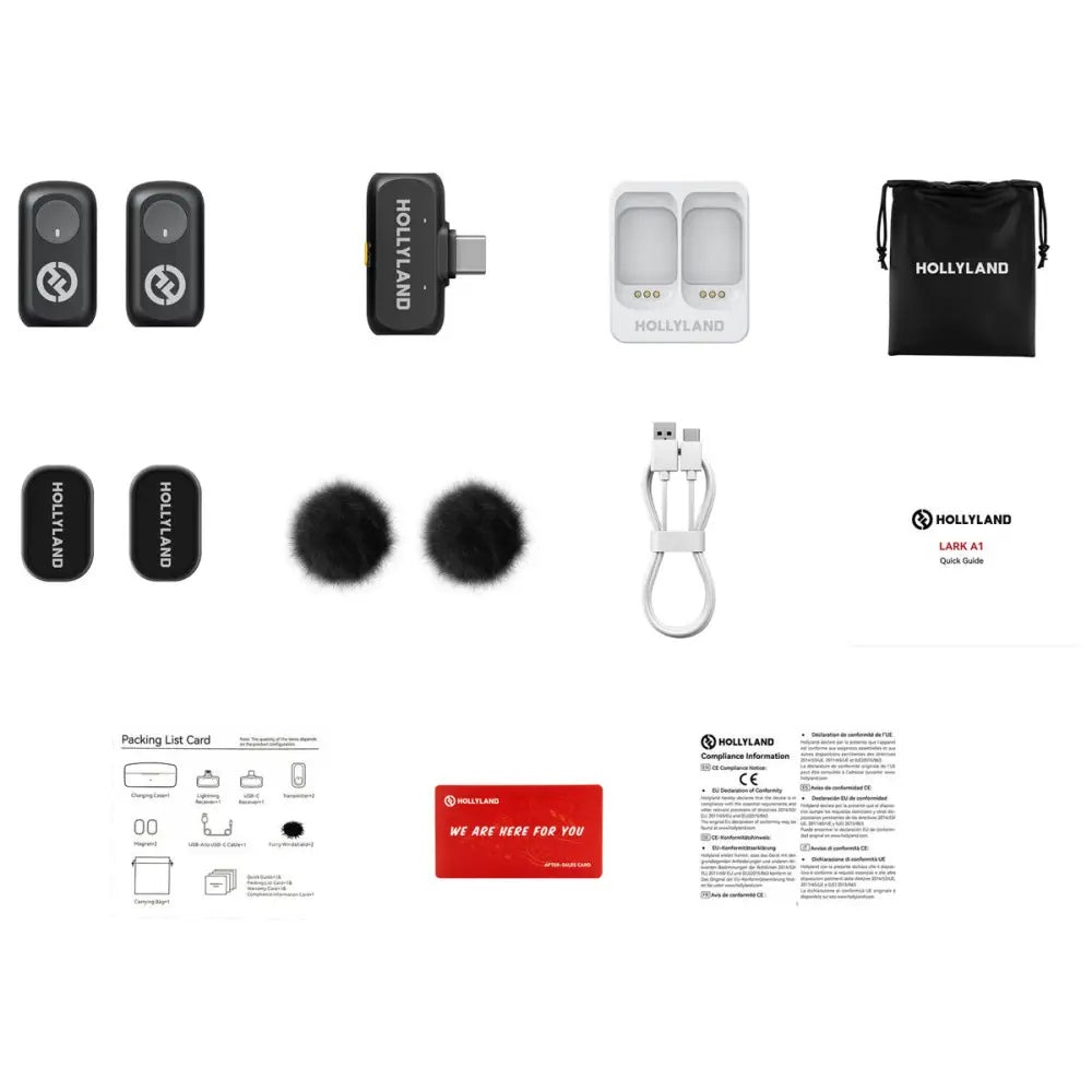 Hollyland LARK A1 Mini Duo 2-Person Wireless Microphone System with USB-C Connector for Mobile Devices (Space Gray 2.4