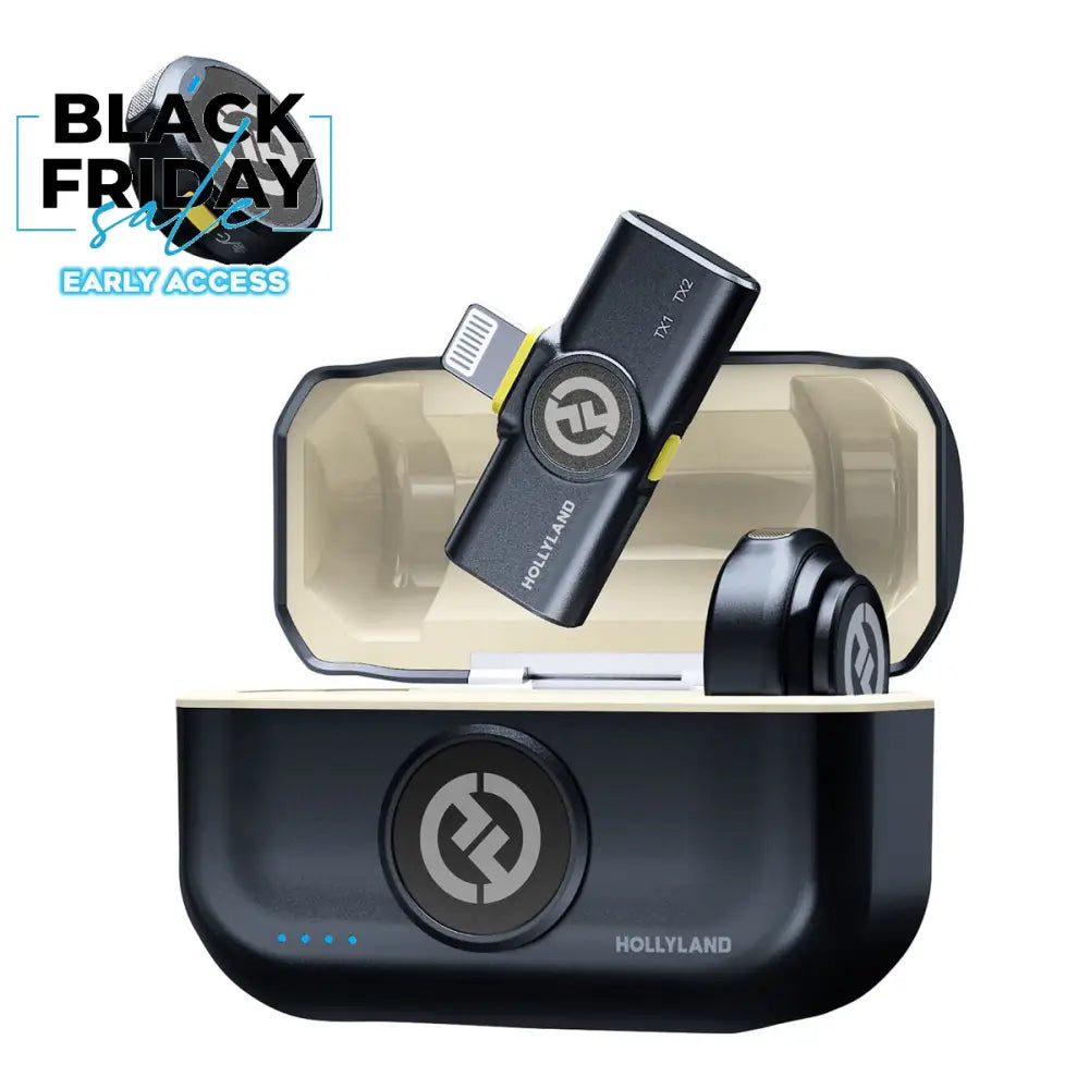 Hollyland LARK M2 DUO Wireless Lavalier Microphone with Lightning Plug - Shine Charcoal Lapel Systems