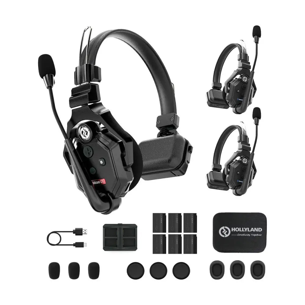 Hollyland Solidcom C1-3S Full-Duplex Wireless DECT Intercom System with 3 Headsets Com Systems