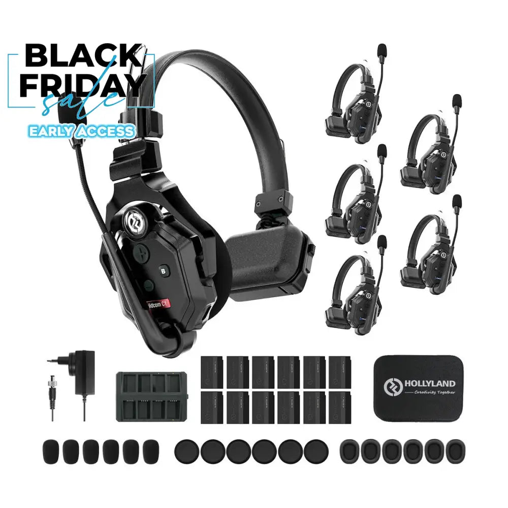 Hollyland Solidcom C1-6S Full-Duplex Wireless DECT Intercom System with 6 Headsets Com Systems