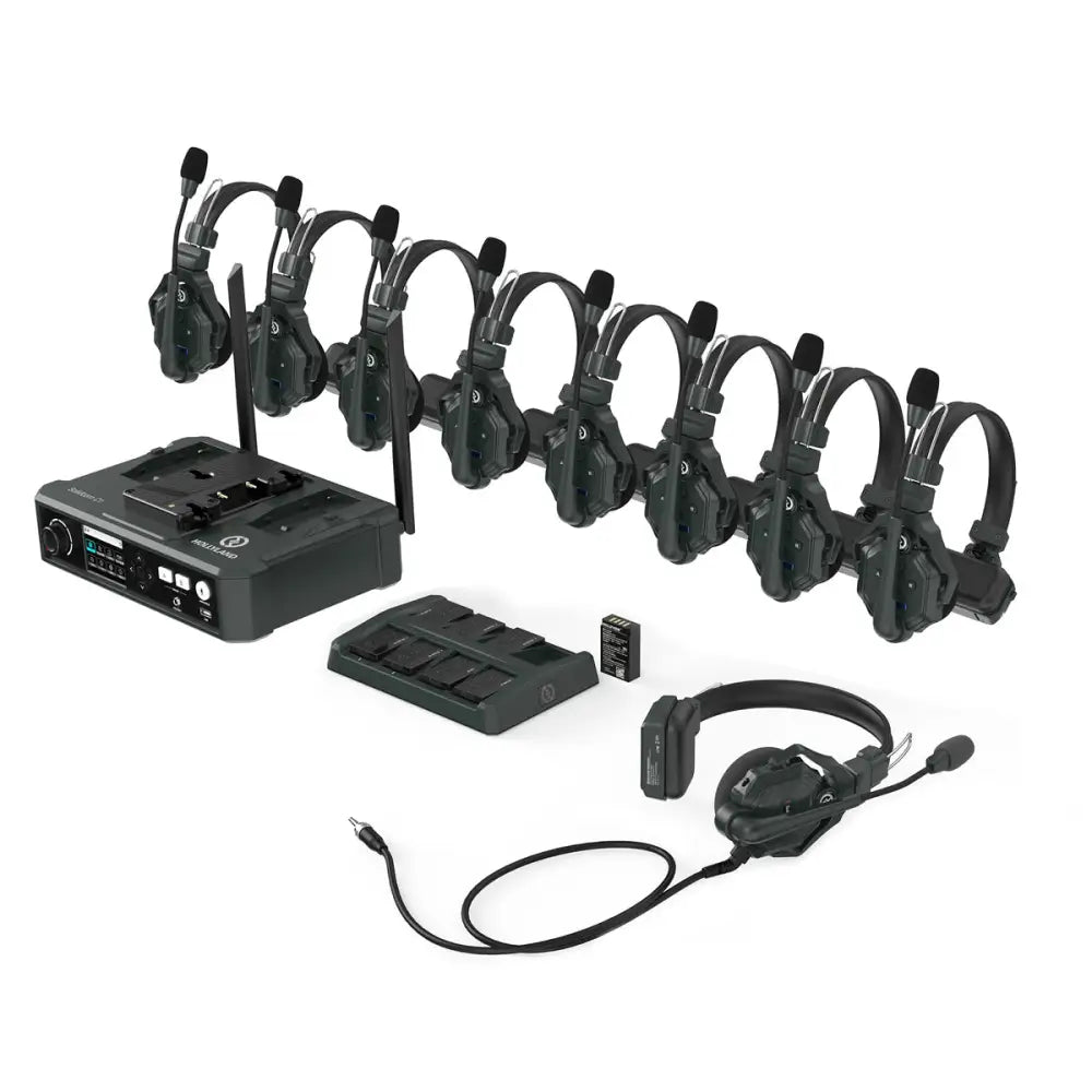Hollyland Solidcom C1-HUB8S Wireless Comms System 8x Headsets 1x Main Station 1x Charge Station Com Systems