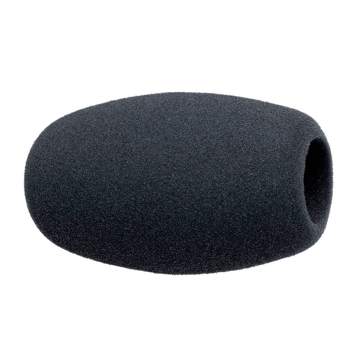 A black foam windshield designed for Sennheiser handheld transmitters.