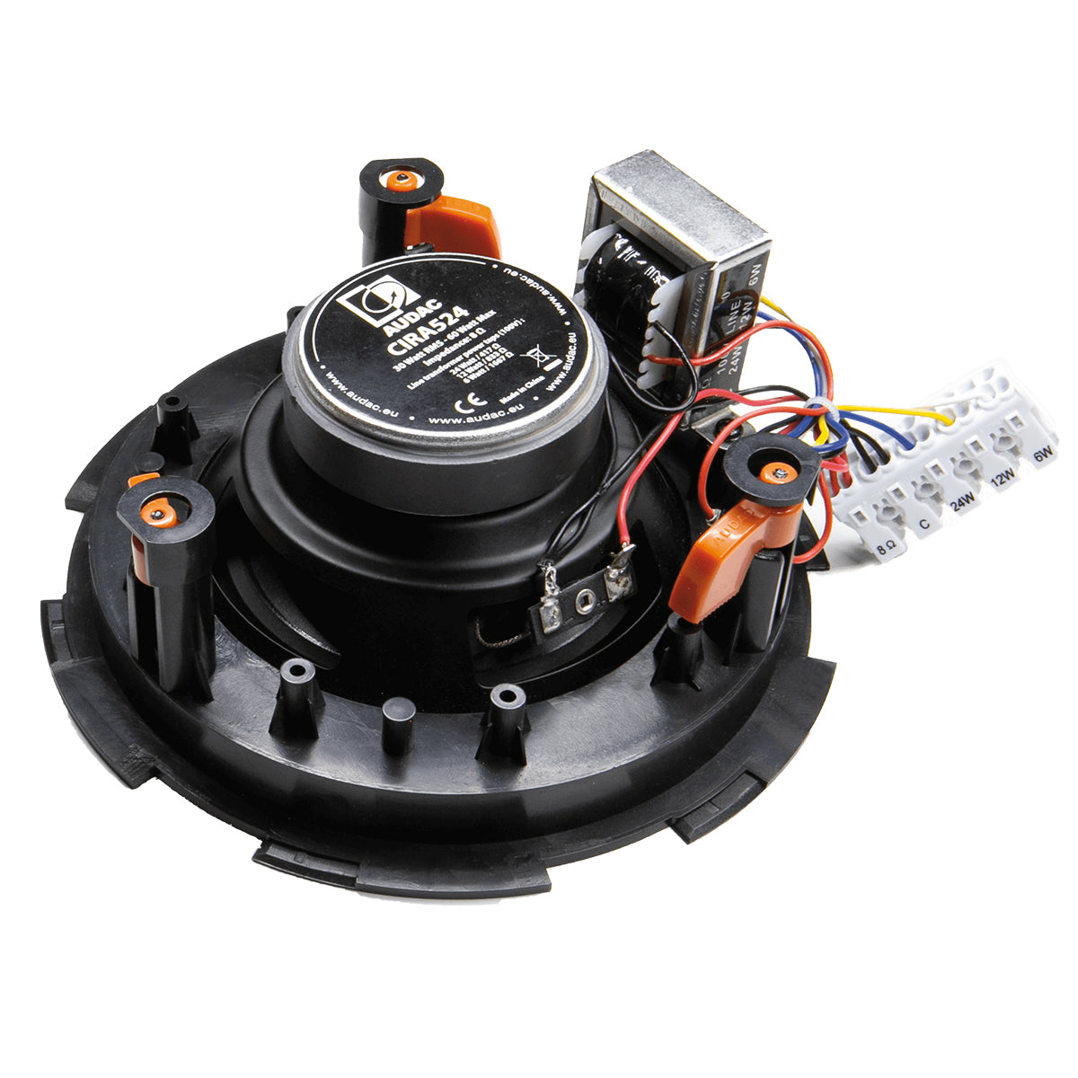 Audac CIRA524/W QuickFit™ 2-way 5 1/4" ceiling speaker with TwistFix™ grill White version, 8Ω & 24 Watt @ 100V