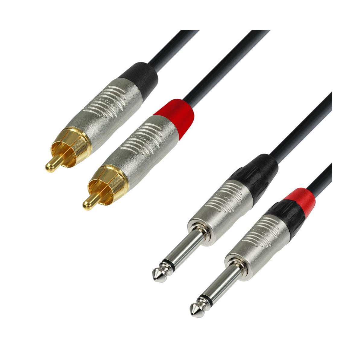 Adam Hall Cables K4 TPC 0300 - Audio Cable REAN 2 x RCA male to 2 x 6.3mm Jack mono 3m