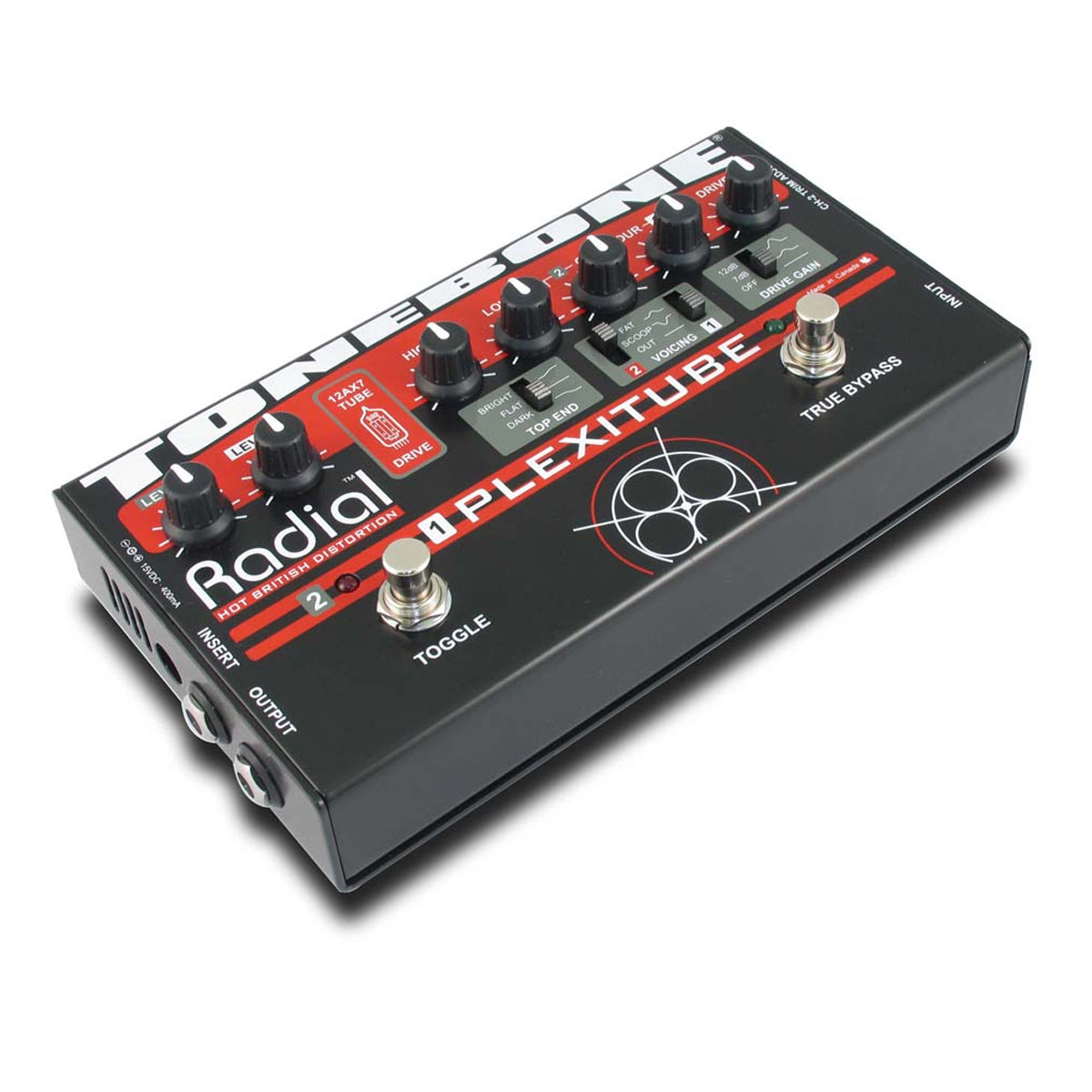 Raidal Plexitube Tube distortion British style clean-rhythm-lead modes. PSU included