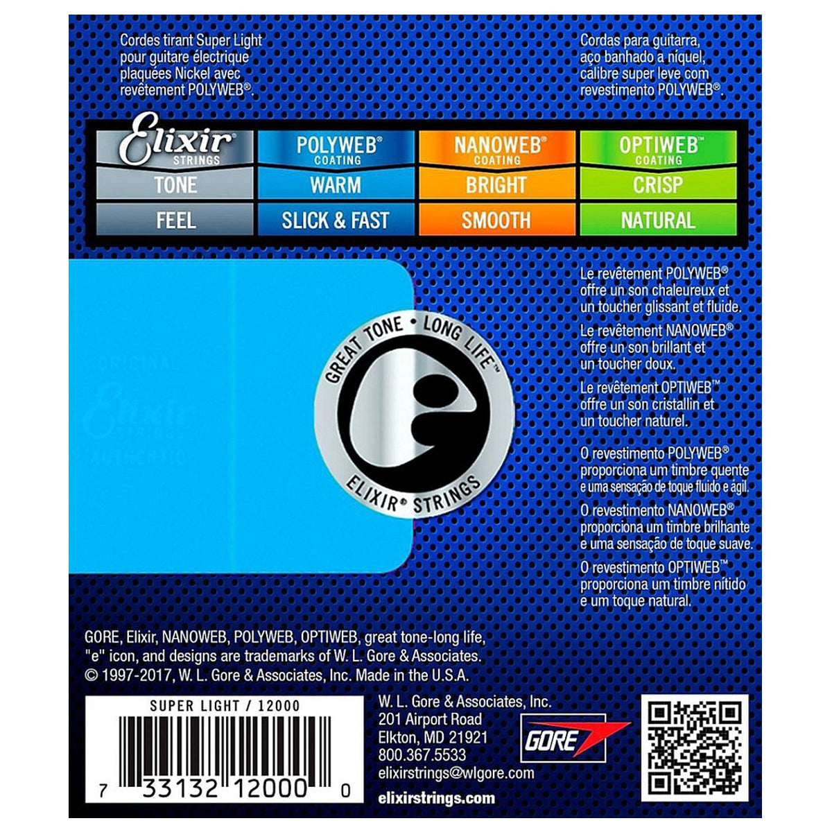 Elixir 12000 Polyweb Nickel Plated Steel Electric Guitars Strings Super Light (.009-.042)